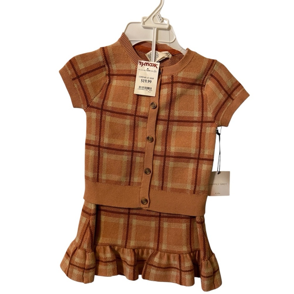Plaid Kids Matching Set - Brown